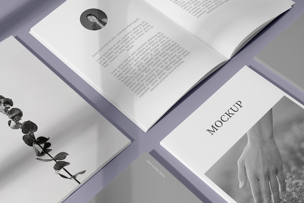 Magazine mockup with shadow overlay