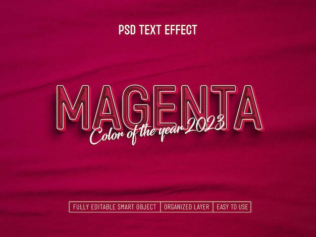 Free PSD magenta color off the year 2023 3d style text effect