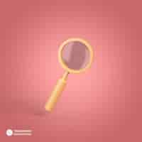 Free PSD magnifying glass icon isolated 3d render illustration