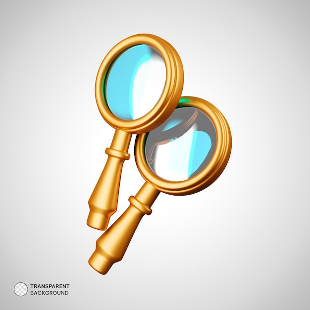 Free PSD magnifying glass icon isolated 3d render illustration