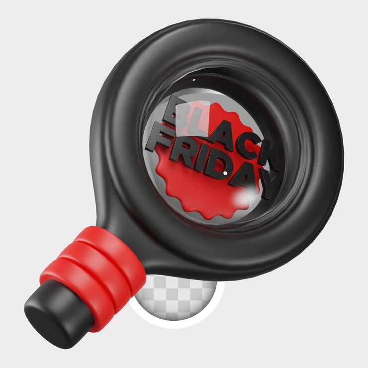 Free PSD magnifying glass pointing to black friday