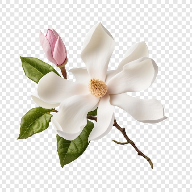 무료 PSD 투명한 배경에 고립된 마그놀리아 꽃 png