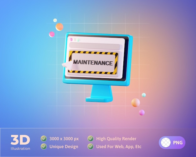Бесплатный PSD Информация о техническом обслуживании 3d icon illustration