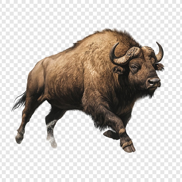 Majestic European Bison Charging