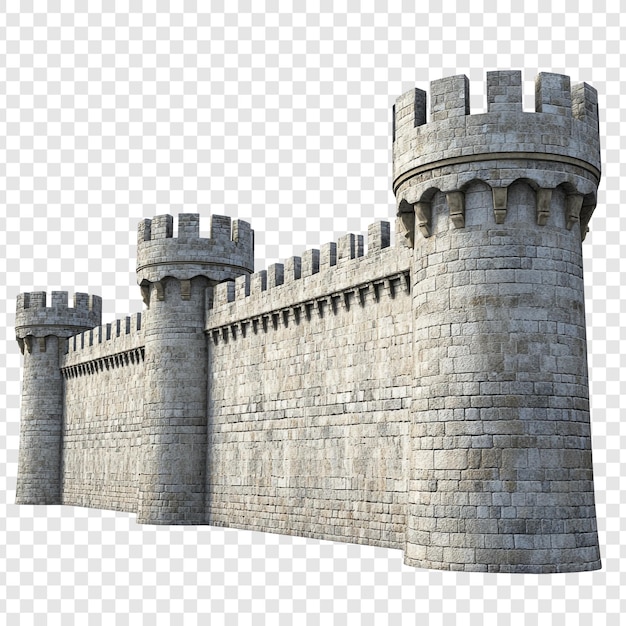 majestic medieval castle wall section 3d render of fortification