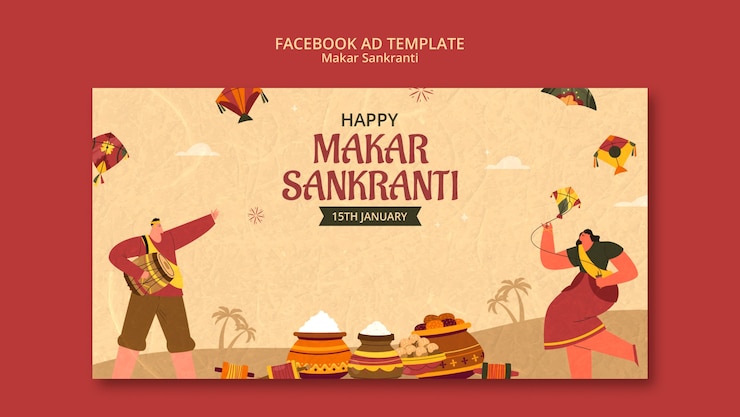 मुफ़्त PSD makar sankranti celebration facebook template