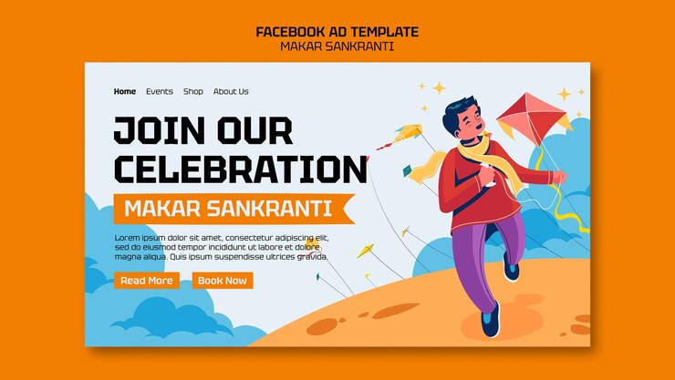 मुफ़्त PSD makar sankranti celebration facebook template