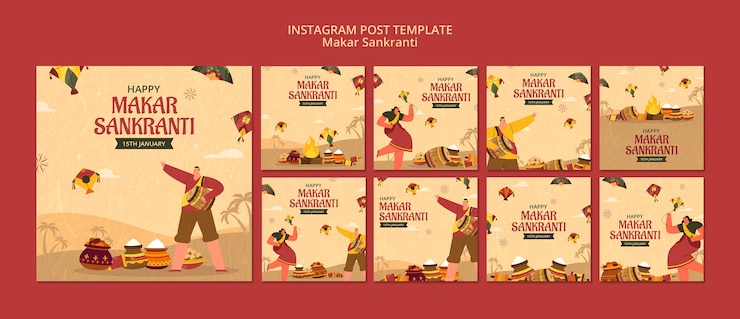 मुफ़्त PSD makar sankranti celebration instagram posts