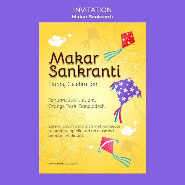 Free PSD makar sankranti template design