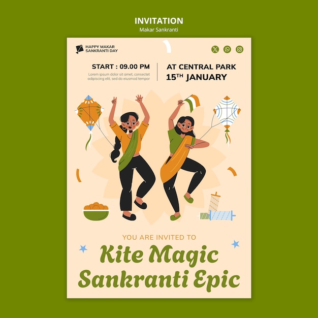 Free PSD makar sankranti template design