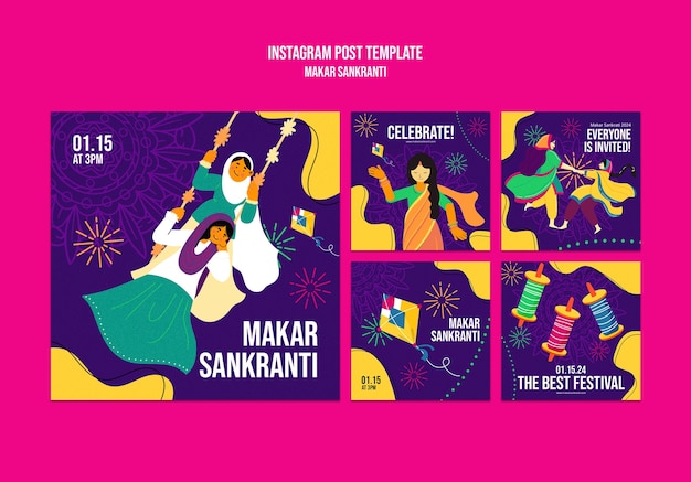 Free PSD makar sankranti  template design