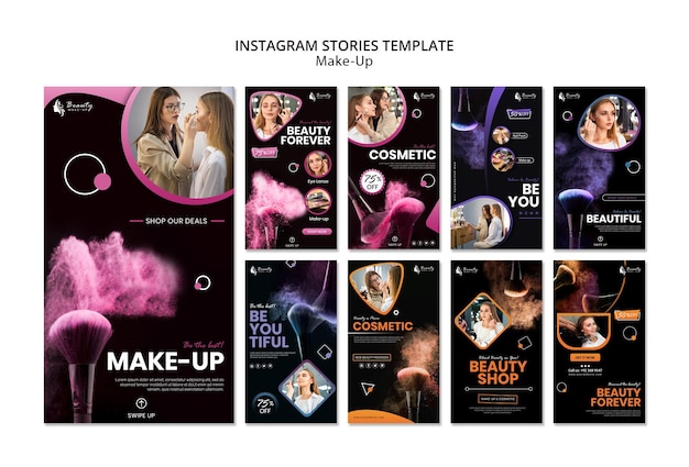Бесплатный PSD Шаблон истории instagram концепции макияжа