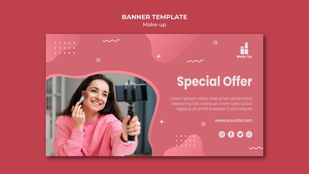 Make-up products banner template with photo
