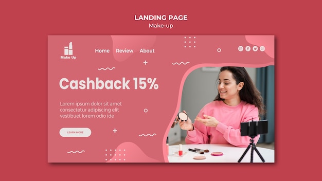 Free PSD make-up products landing page template