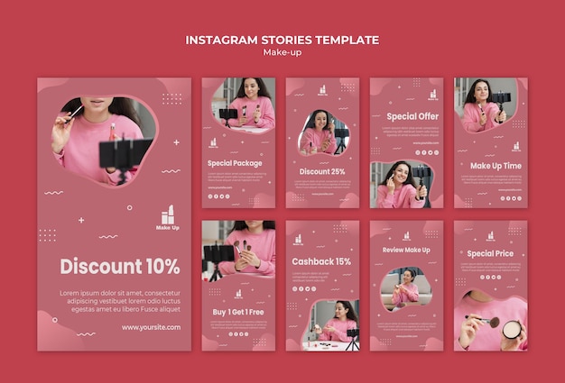 Make-up products social media stories