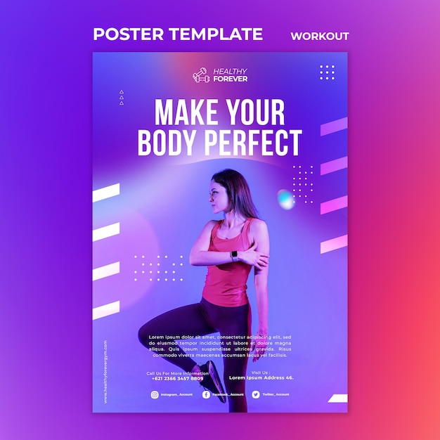 PSD gratuito rendi il tuo corpo perfetto modello di poster