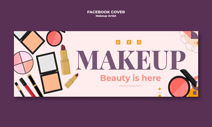 मुफ़्त PSD makeup artist facebook cover template design