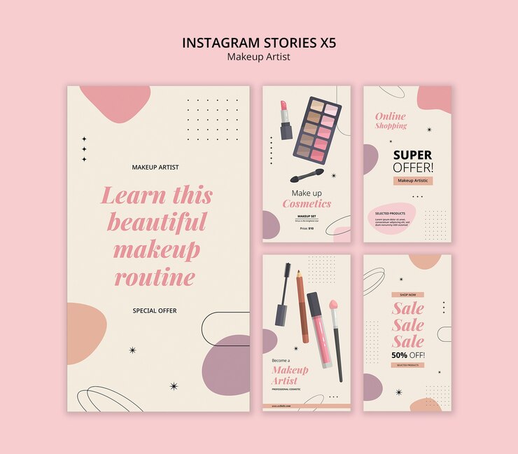 Free PSD makeup artist instagram stories template design
