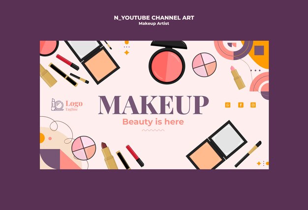 makeup artist youtube channel art template design