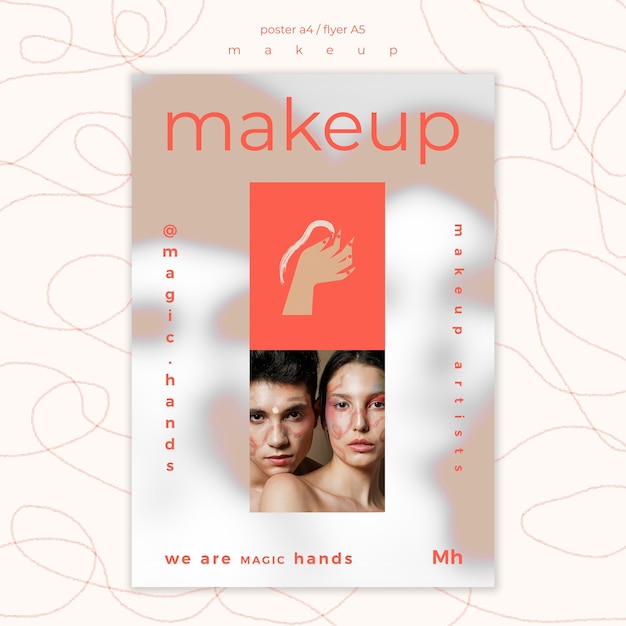 Бесплатный PSD Шаблон плаката концепции макияжа