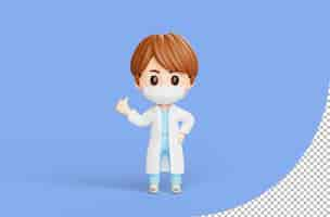 Free PSD male doctor showing thumbs up sign 3d illustration cartoon character