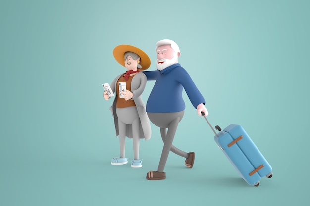 Free PSD male and female tourists illustration
