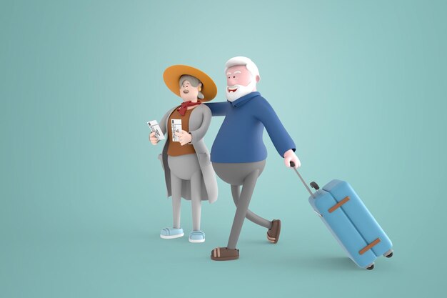 Male and female tourists illustration