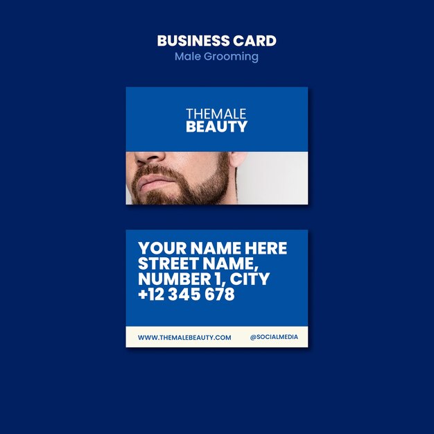 Free PSD male grooming business card template