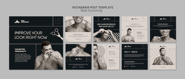 Free PSD male grooming template design