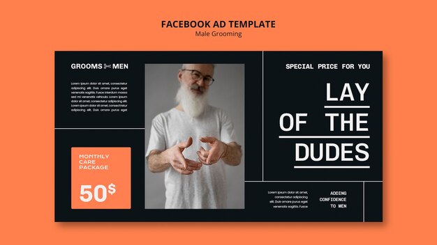 Free PSD male grooming template design