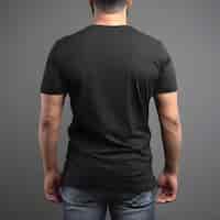 Free PSD male model wearing blank black t shirt mockup front view