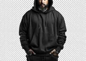 Free PSD man on black hoodie isolated on background