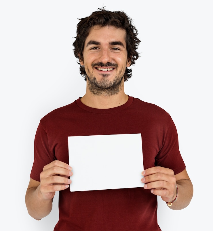 Free PSD man cheerfully smiling portrait concept