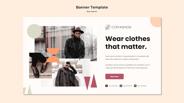 Free PSD man fashion concept banner template