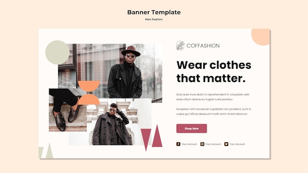 Man fashion concept banner template