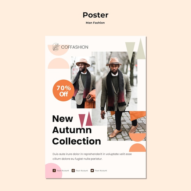 Free PSD man fashion concept poster template