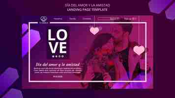 Free PSD man kissing his girlfriend landing page template