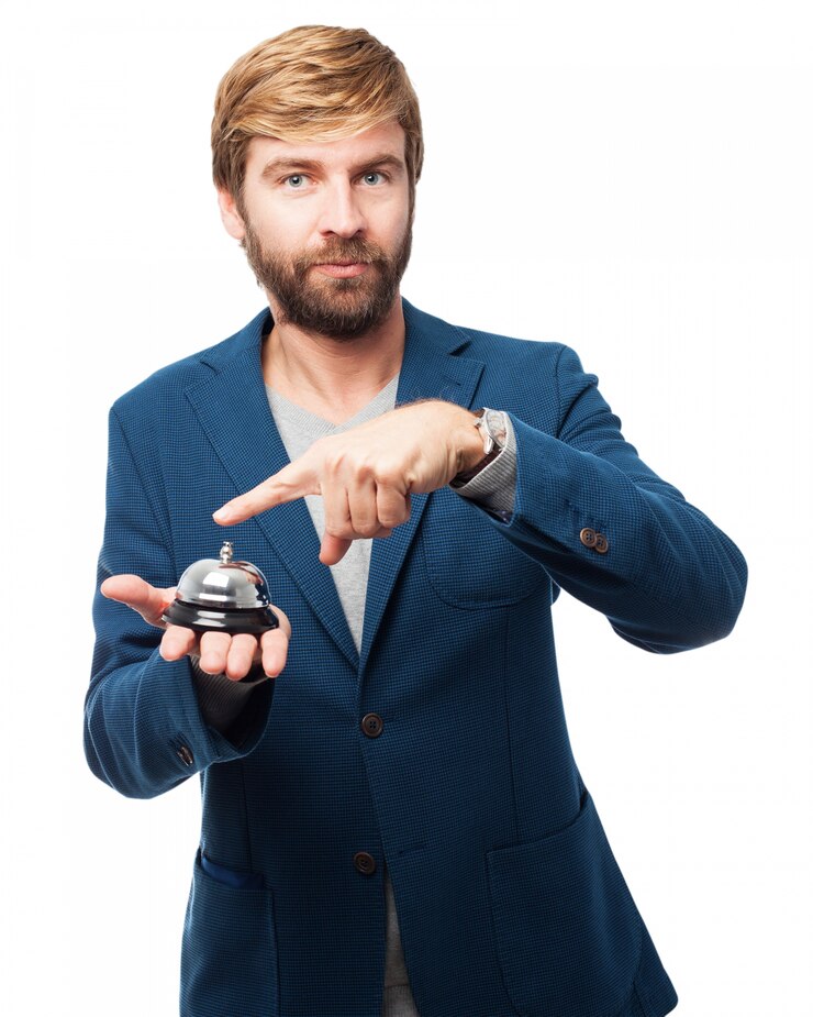 Free PSD man playing a bell reception