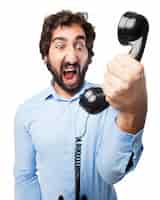 Free PSD man screaming on the phone