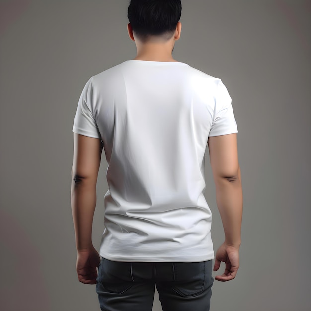 Free PSD man in white blank t shirt mockup template front view