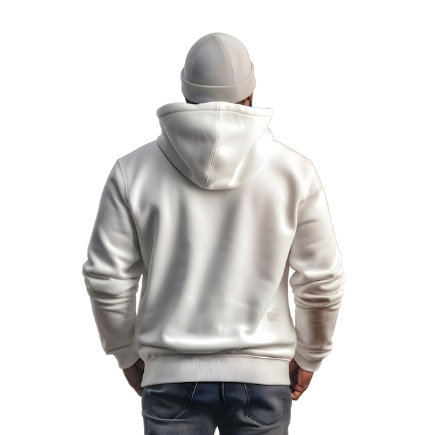 Free PSD man in white hoodie isolated on white background with clipping path