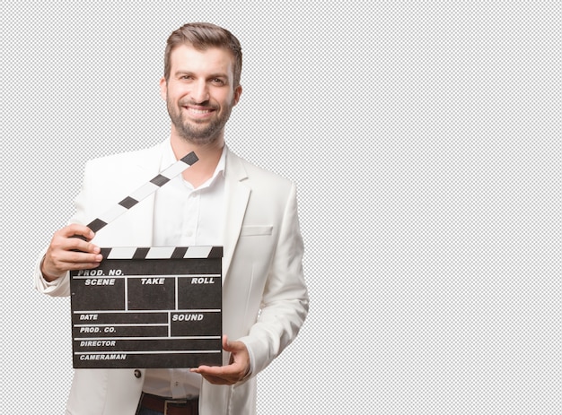 Man with clapperboard