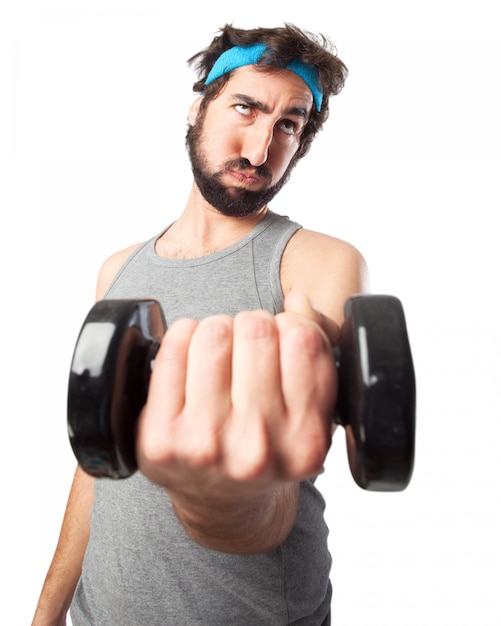 Man with a dumbbell