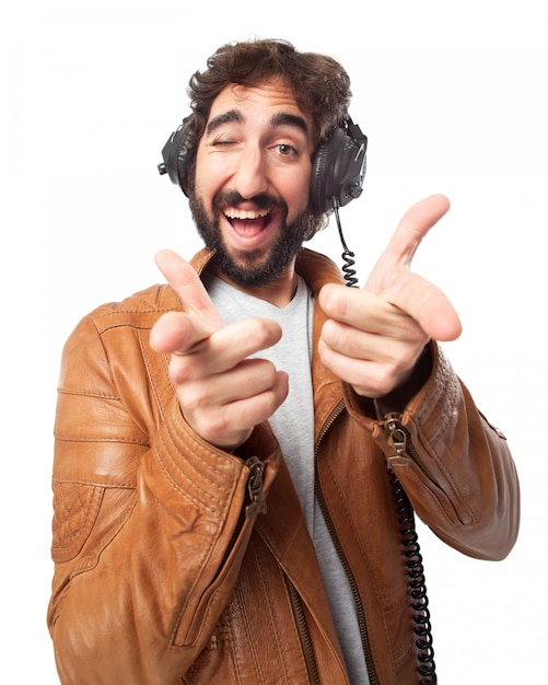 Free PSD man with headphones