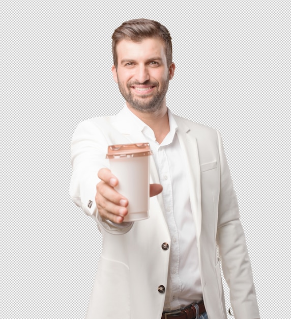 Man with take away coffee