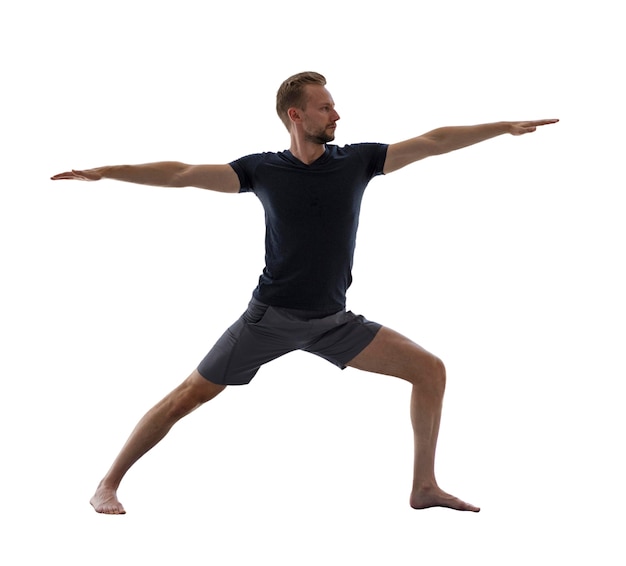 man in yoga position isolated