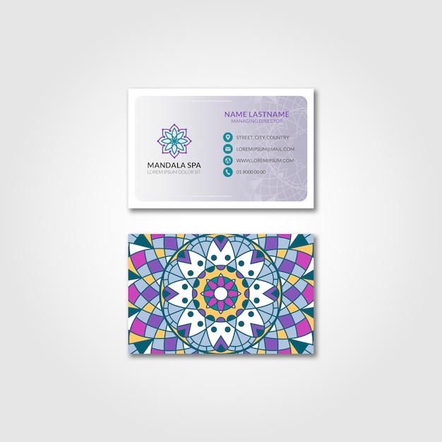 Free PSD mandala business card mockup