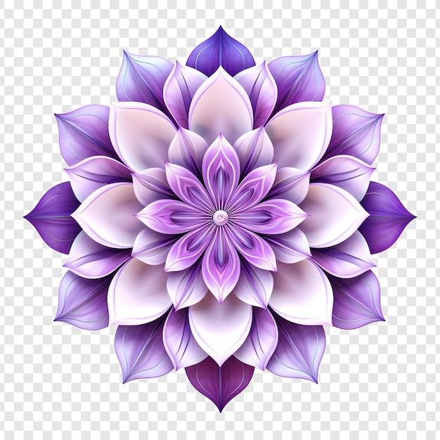 투명한 배경에 고립된 꽃 패턴을 가진 만달라 프랙탈 디자인 요소