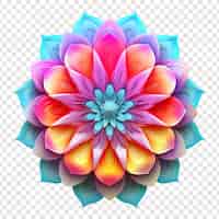 무료 PSD 투명한 배경에 고립된 꽃 패턴을 가진 만달라 프랙탈 디자인 요소