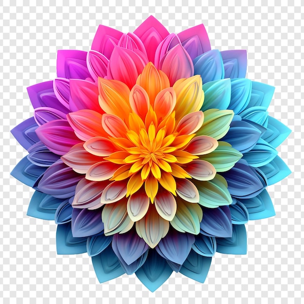 무료 PSD 투명한 배경에 고립된 꽃 패턴을 가진 만달라 프랙탈 디자인 요소